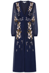Brinna Navy Floral Embroidered Maxi Dress