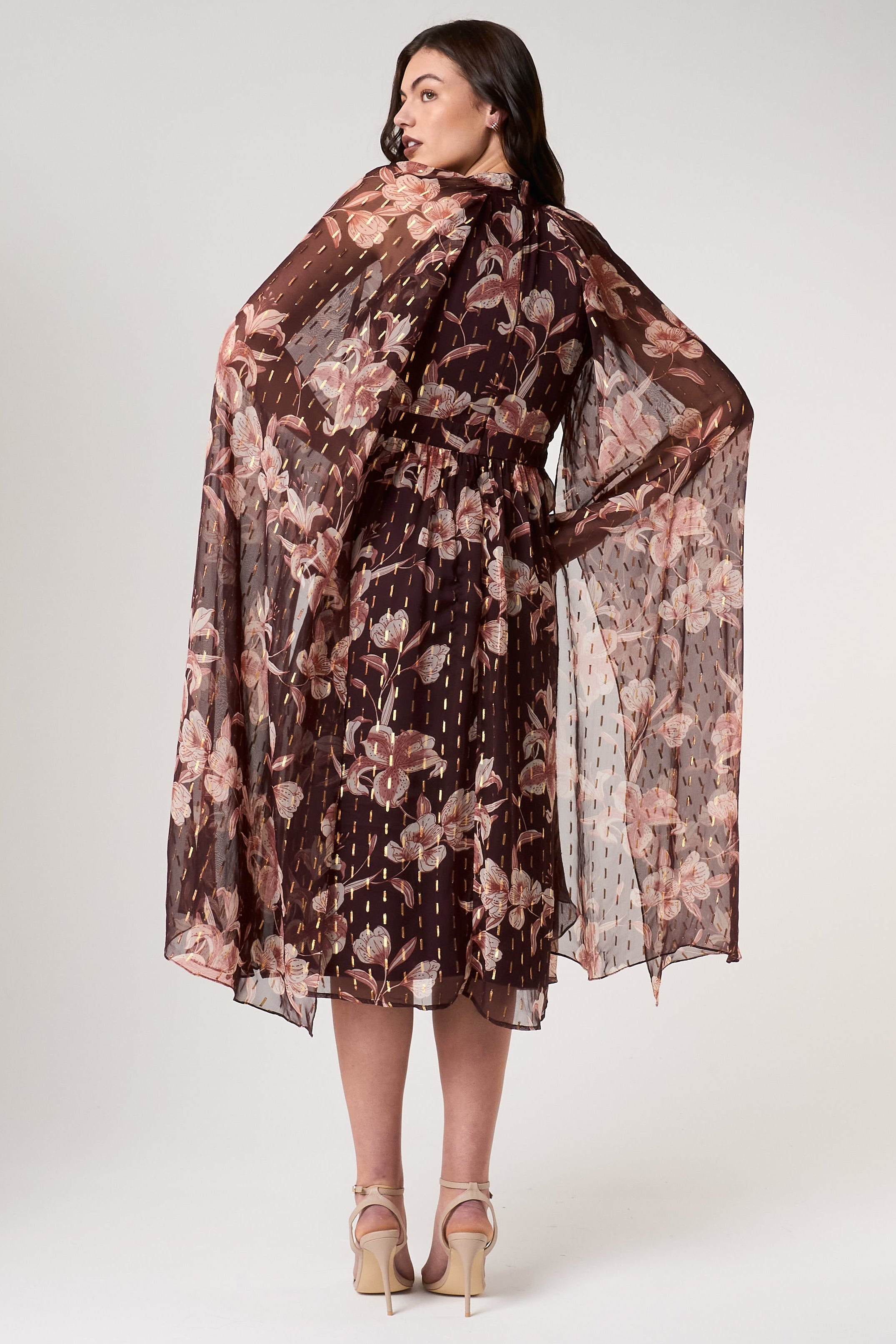 cape midi dress US 10 / BLACK