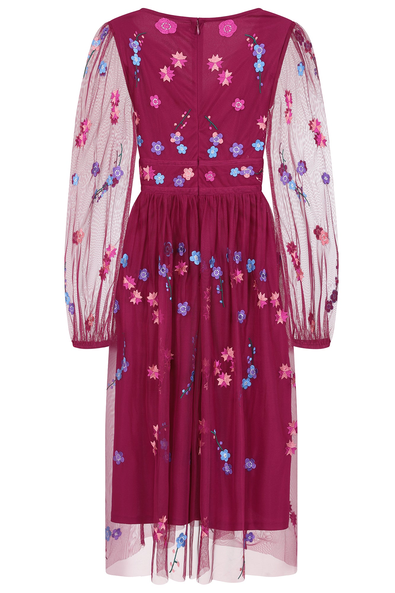 Brooke Boysenberry Floral Embroidered Midi Dress