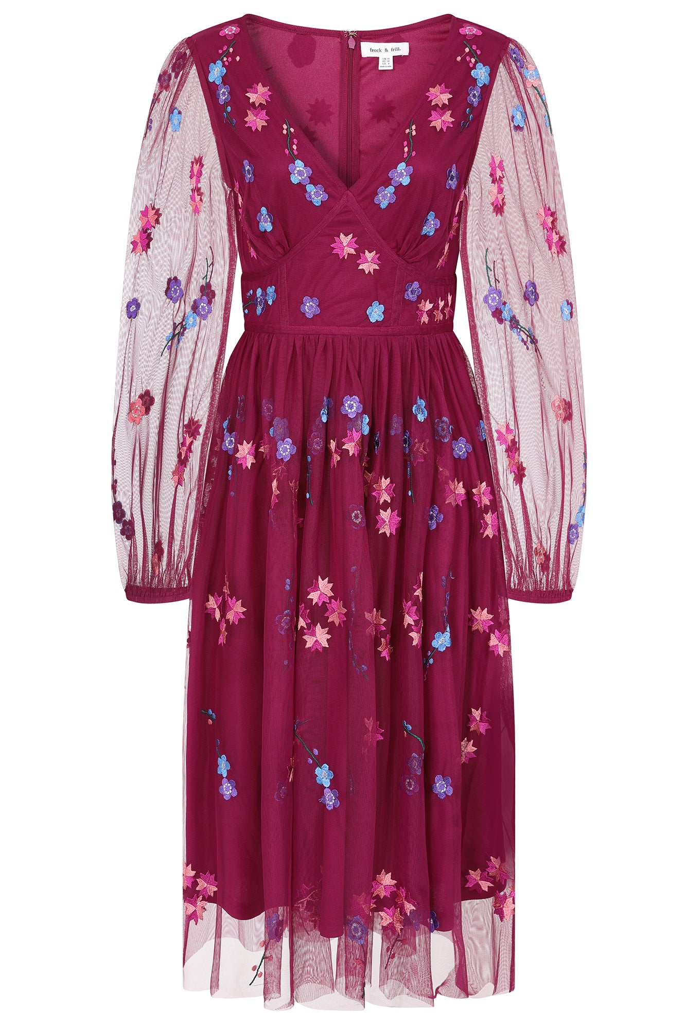 Brooke Boysenberry Floral Embroidered Midi Dress