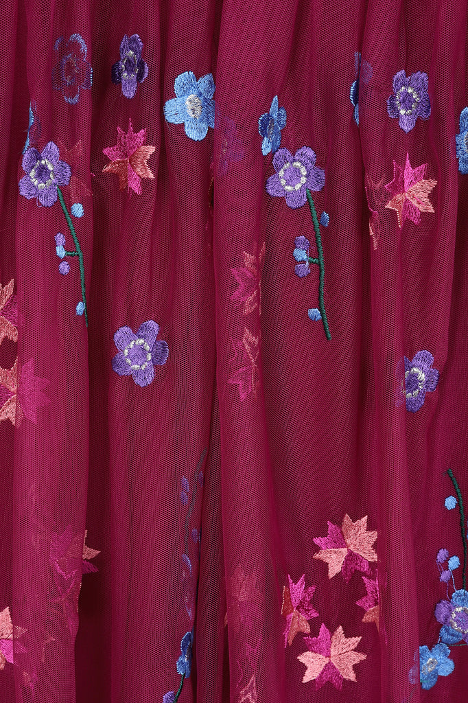 Brooke Boysenberry Floral Embroidered Midi Dress