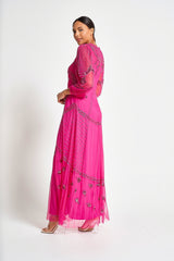 Calanthe Embellished Maxi Dress - Fuchsia Red