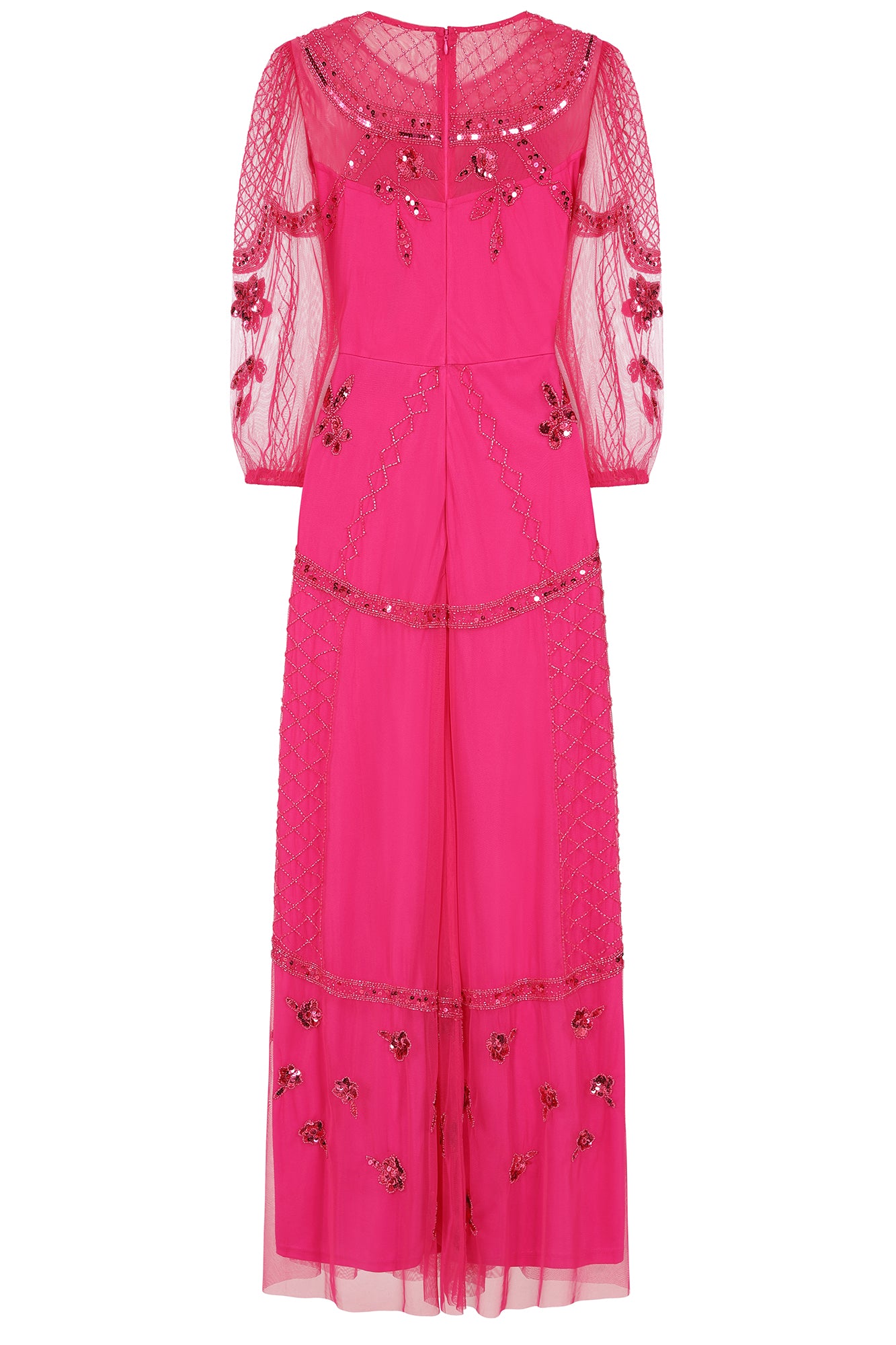 Calanthe Embellished Maxi Dress - Fuchsia Red