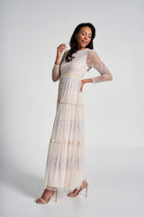 Calla Embroidered Maxi Dress - Nude