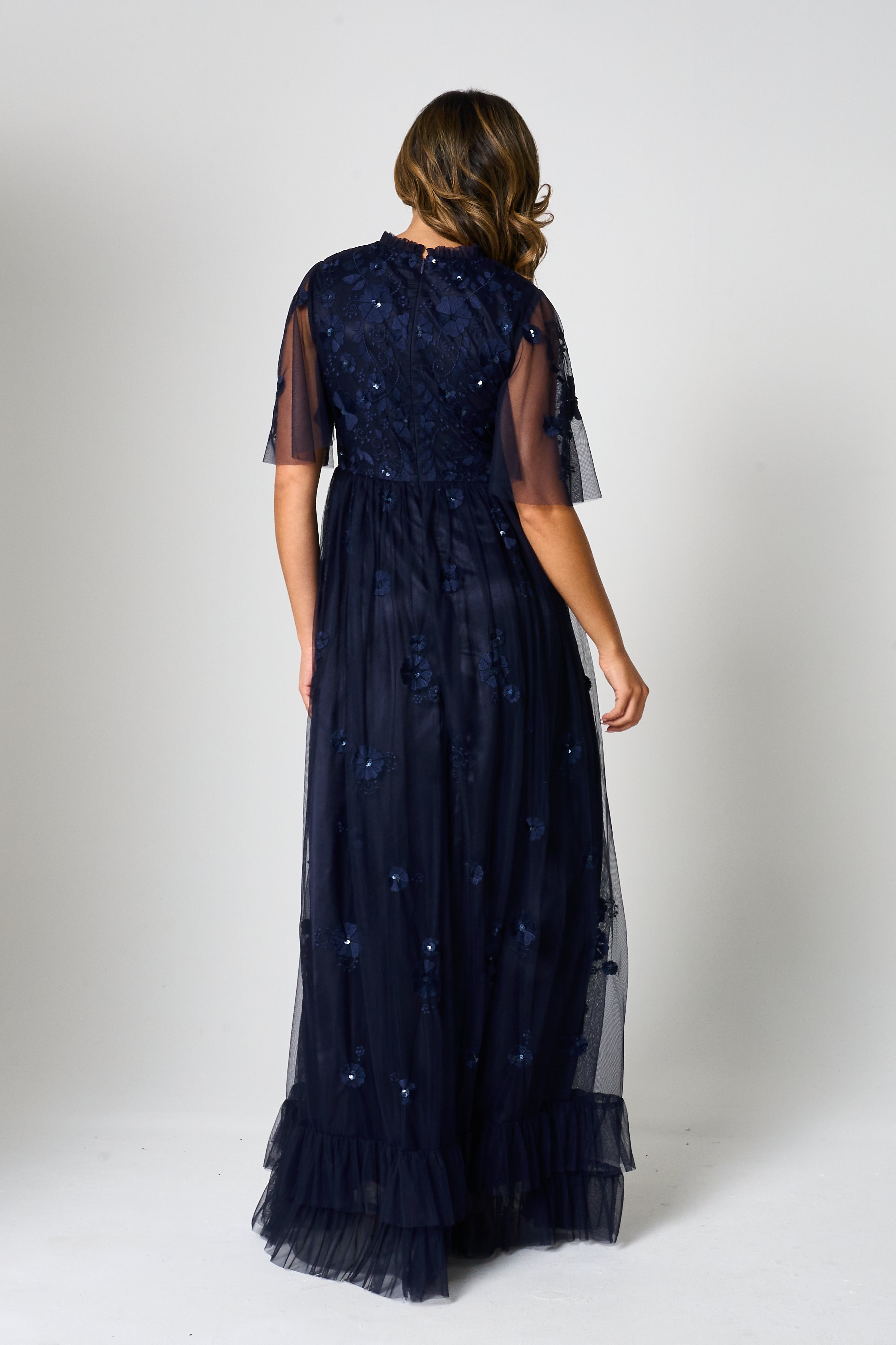 Callie Navy Floral Embroidered Maxi Dress Frock and Frill Callie Navy Floral Embroidered Maxi Dress Frock and Frill