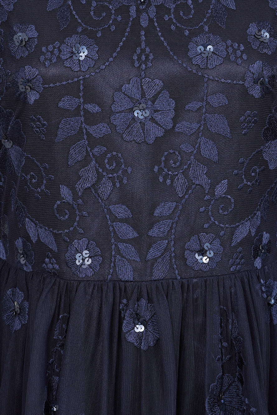 Callie Navy Floral Embroidered Maxi Dress Frock and Frill Callie Navy Floral Embroidered Maxi Dress Frock and Frill