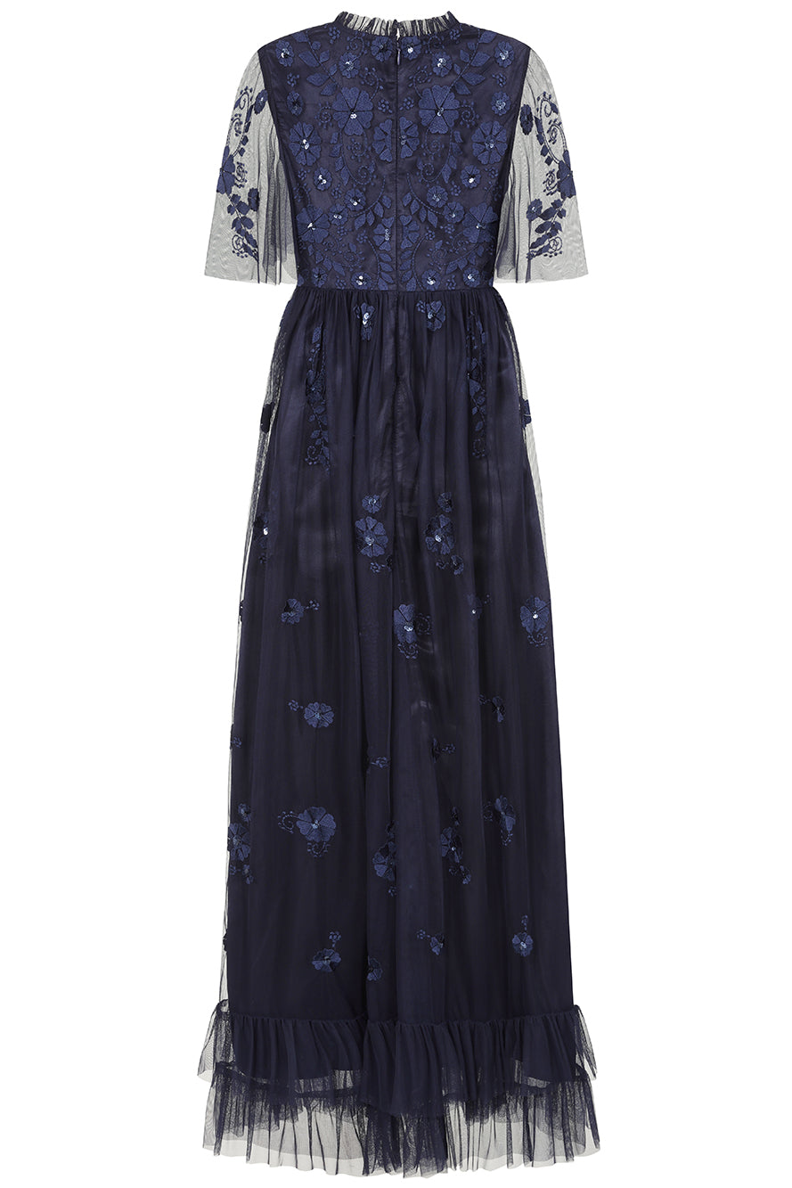 Callie Navy Floral Embroidered Maxi Dress Frock and Frill Callie Navy Floral Embroidered Maxi Dress Frock and Frill