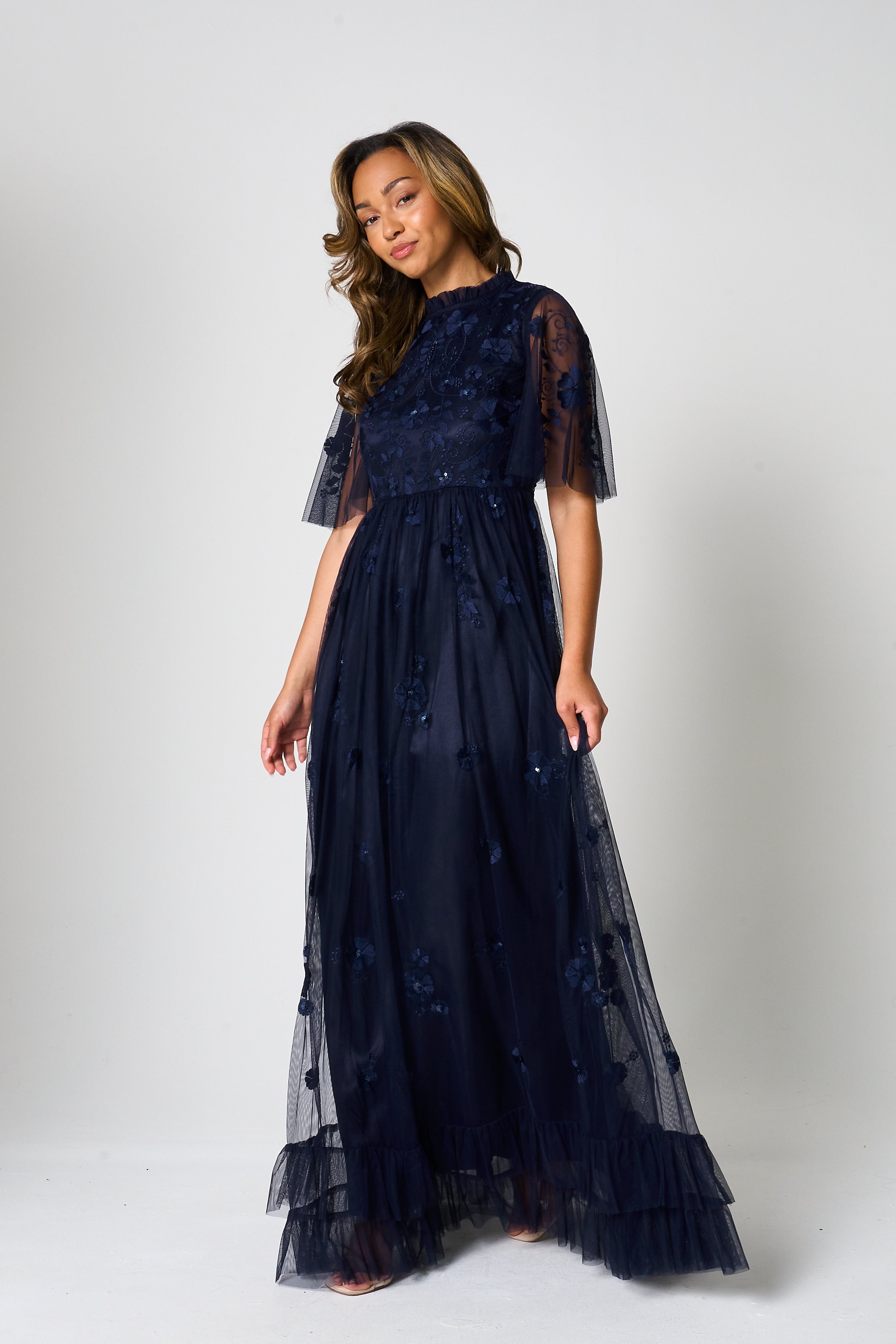 Callie Navy Floral Embroidered Maxi Dress Frock and Frill Callie Navy Floral Embroidered Maxi Dress Frock and Frill