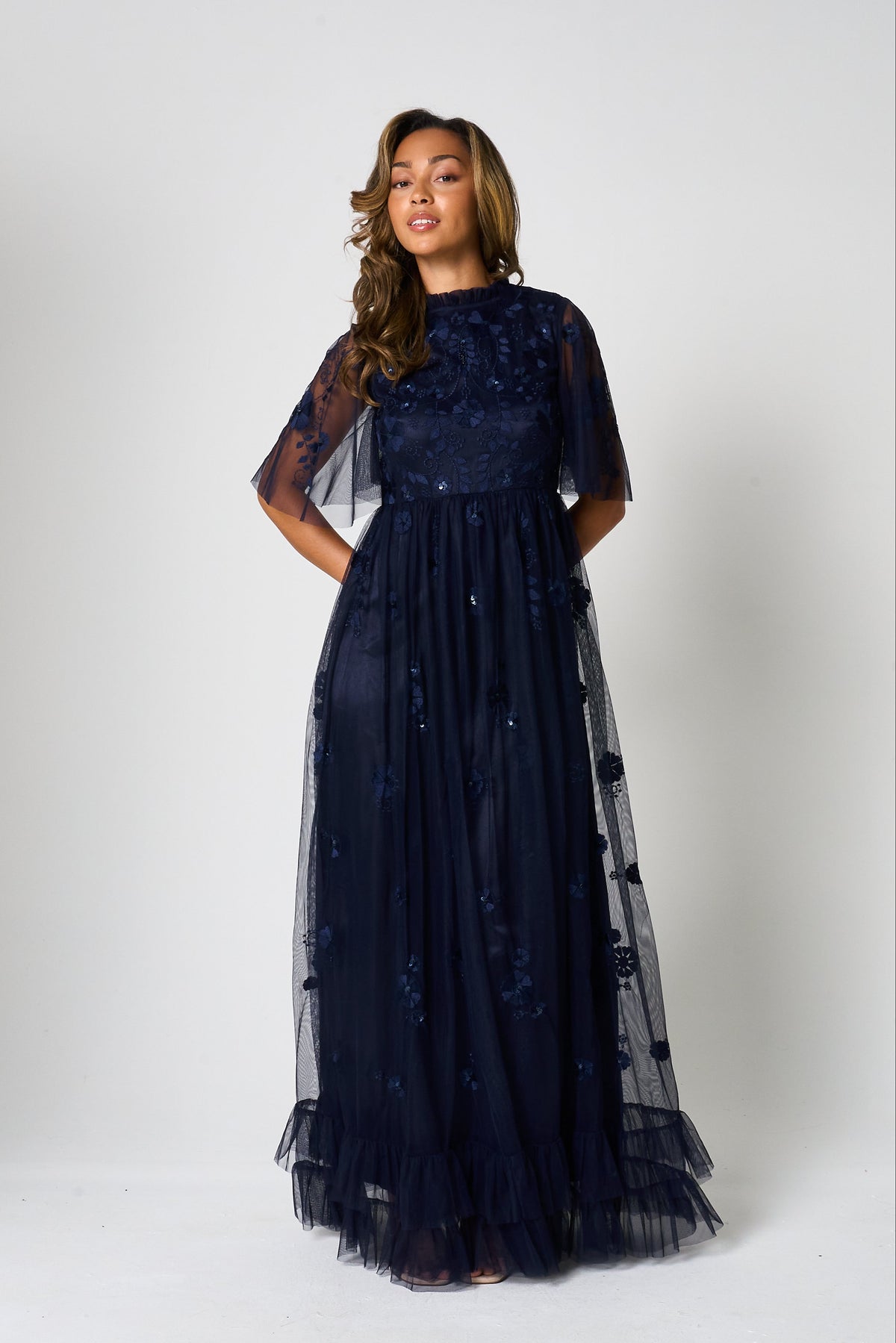 Callie Navy Floral Embroidered Maxi Dress Frock and Frill Callie Navy Floral Embroidered Maxi Dress Frock and Frill