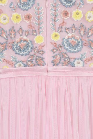 Verena Pink Floral Embroidered Maxi Dress