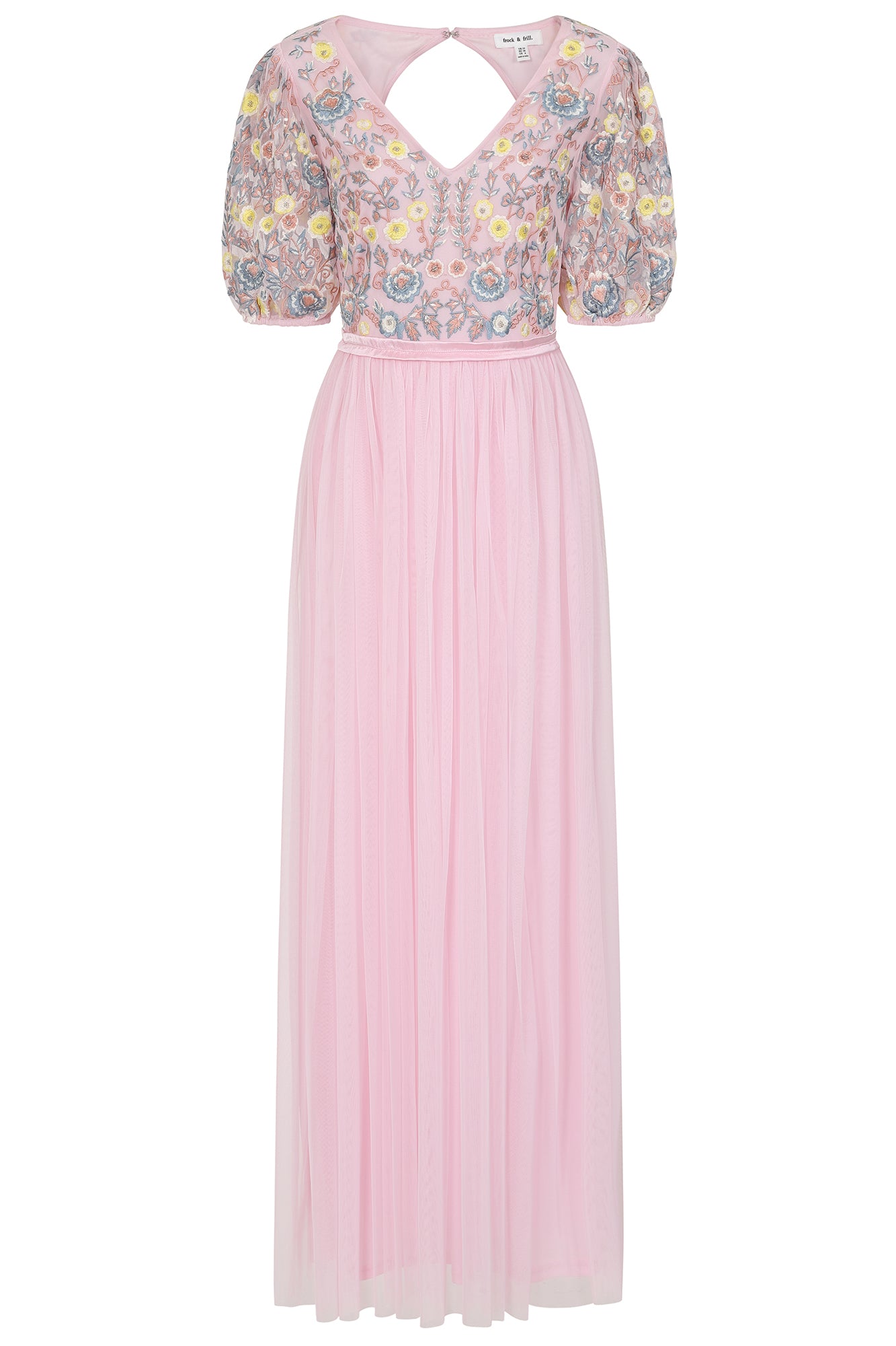 Camelia Floral Embroidered Maxi Dress - Light Pink