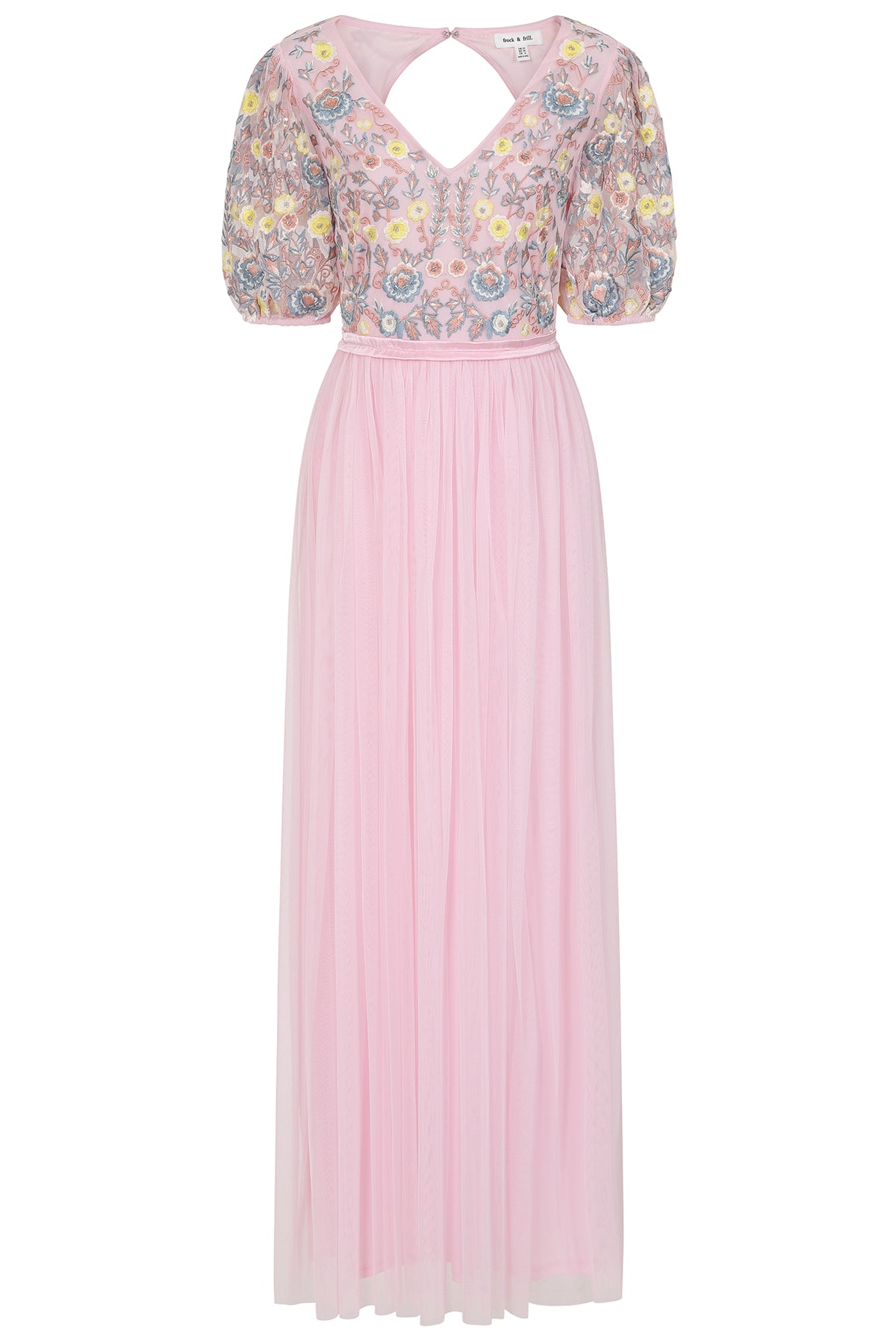 Camelia Pink Floral Embroidered Maxi Dress – Frock and Frill