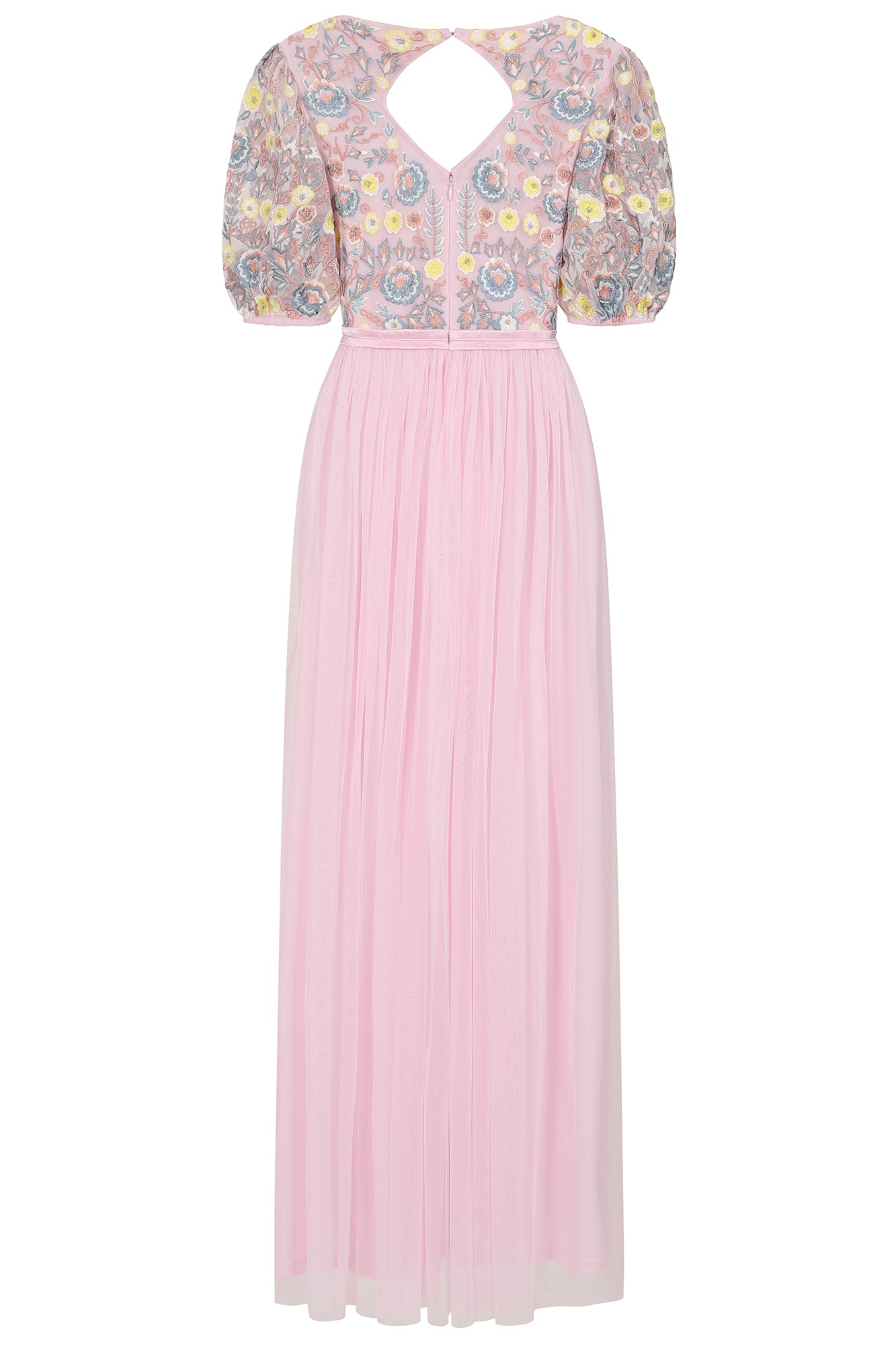 Camelia Pink Floral Embroidered Maxi Dress – Frock and Frill