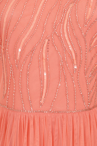Coral Halter Neck Smocked Maxi Dress main image 0