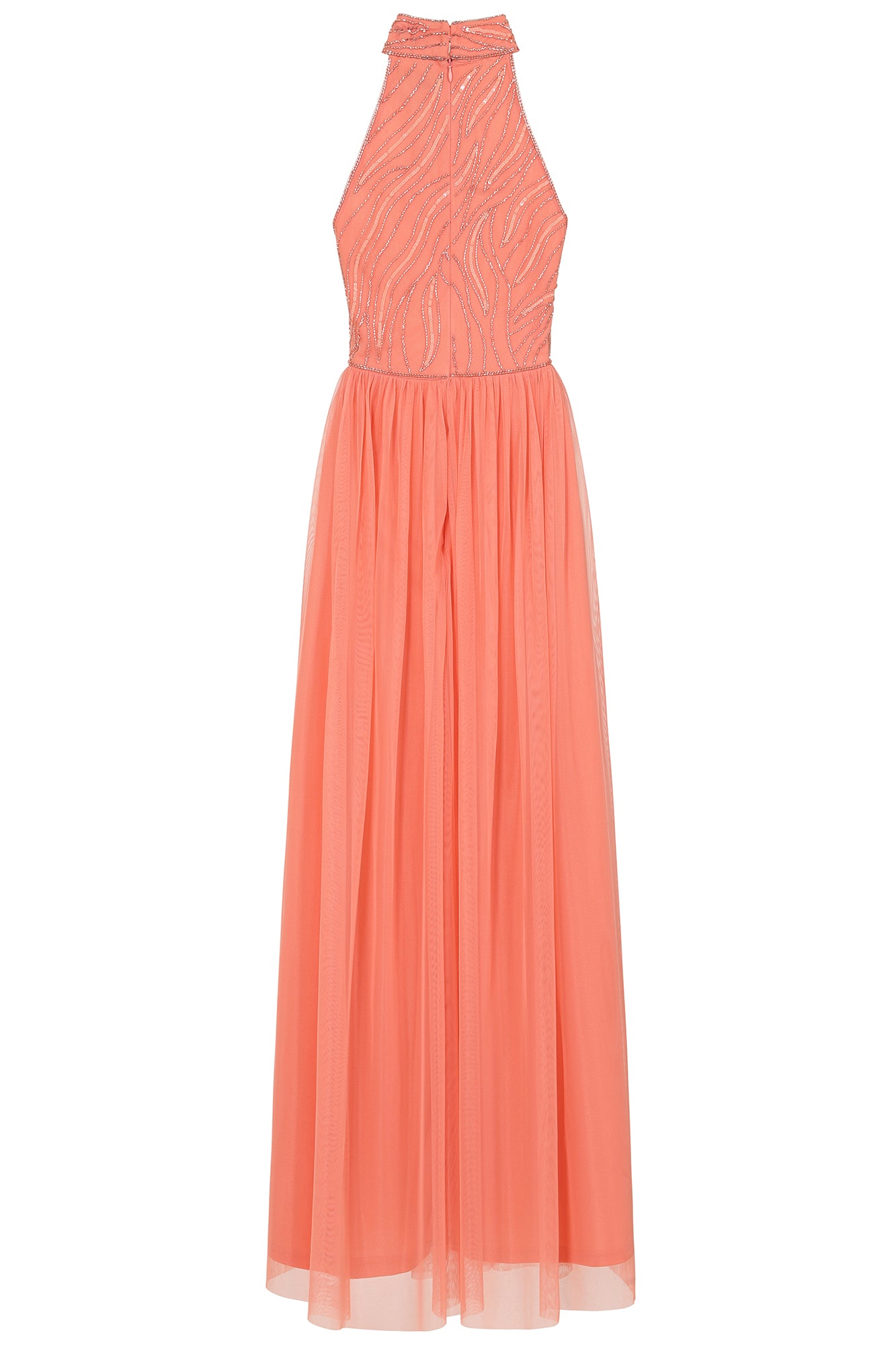 Caroline Coral Embellished Halter Neck Maxi Dress Frock and Frill Caroline Coral Embellished Halter Neck Maxi Dress Frock and Frill