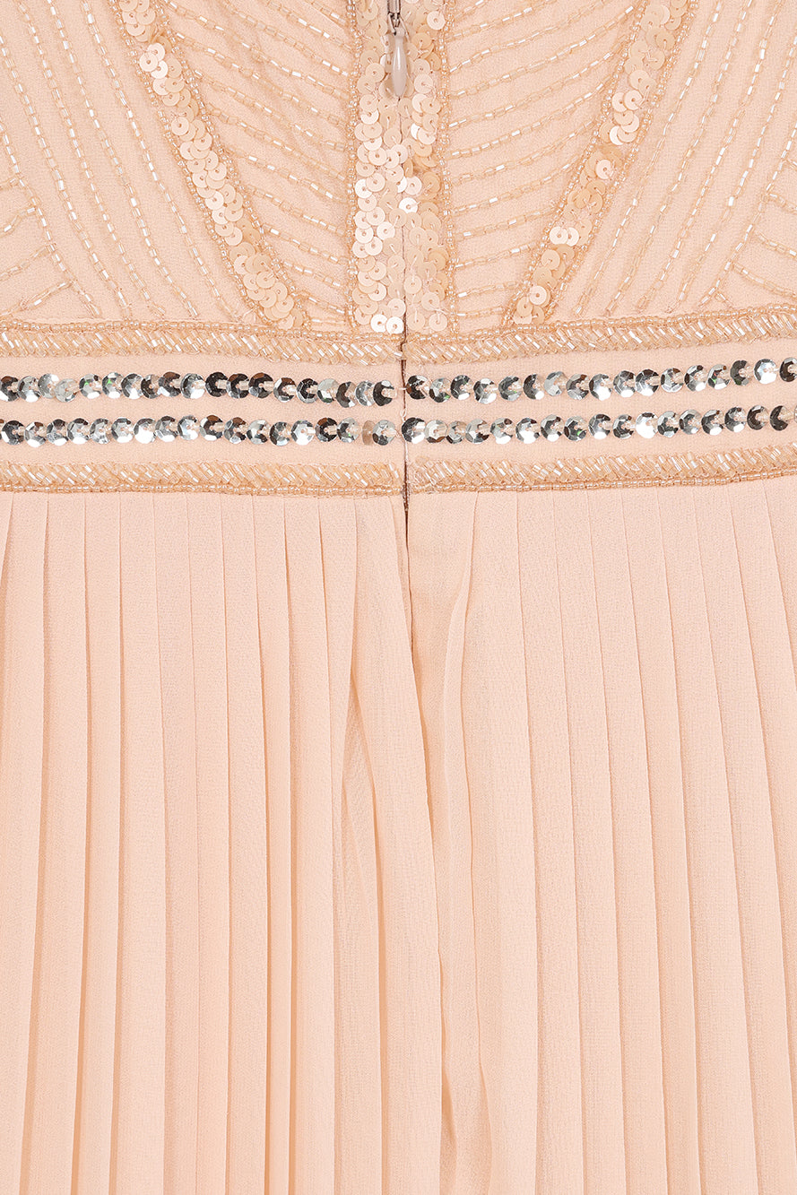 Celia Nude Embellished Maxi Dress