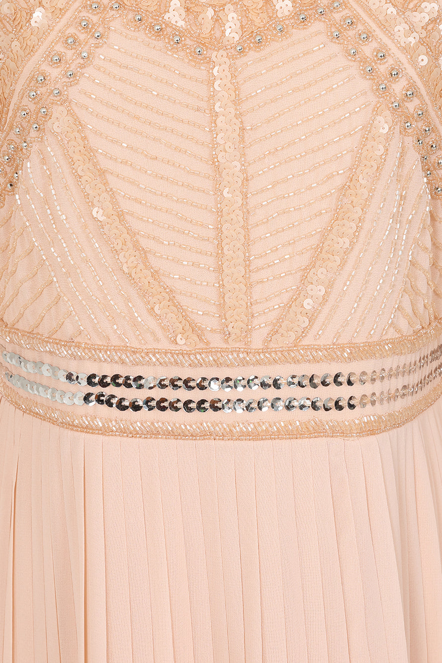 Celia Nude Embellished Maxi Dress