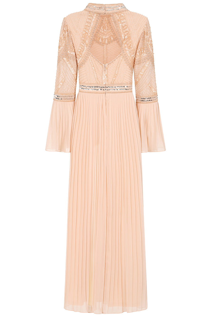 Celia Nude Embellished Maxi Dress