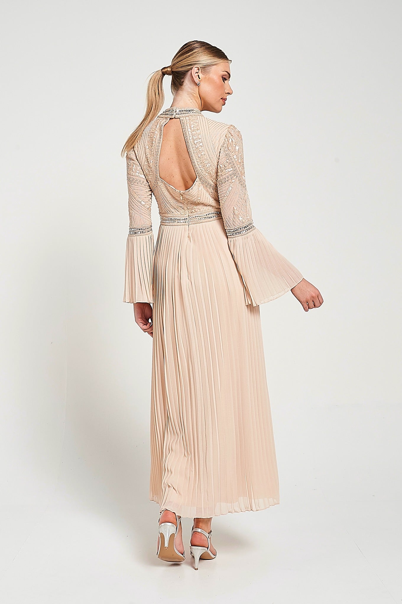 Celia Nude Embellished Maxi Dress
