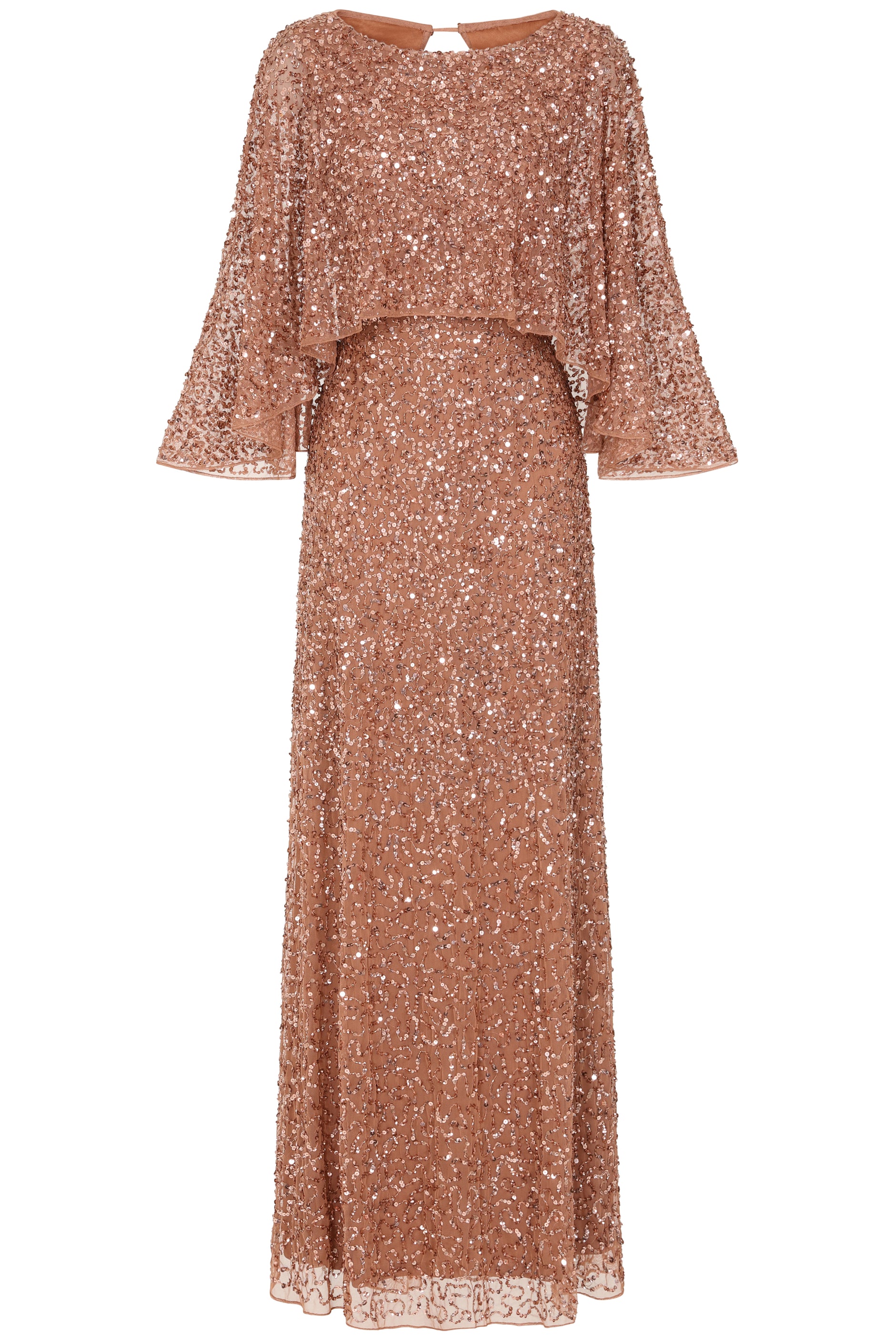 maya bridesmaid delicate sequin wrap maxi dress in taupe blush Maya Taupe Blush Faux Warp Front Embellished Maxi Dress  Maya Deluxe