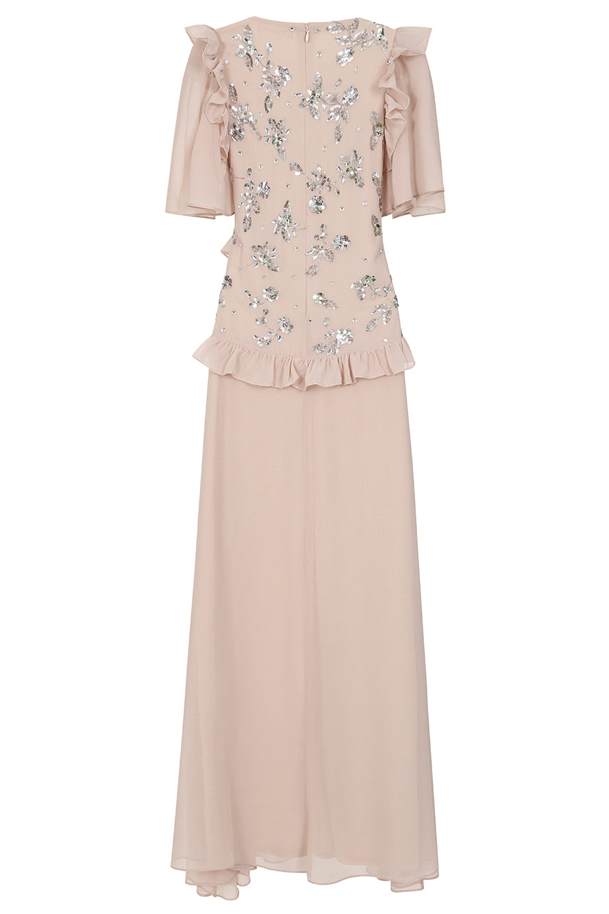 Chloe Blush Floral Embellished Maxi Dress – Frock and Frill