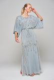 Christine Light Grey Embellished Maxi Dress with Batwing Sleeves