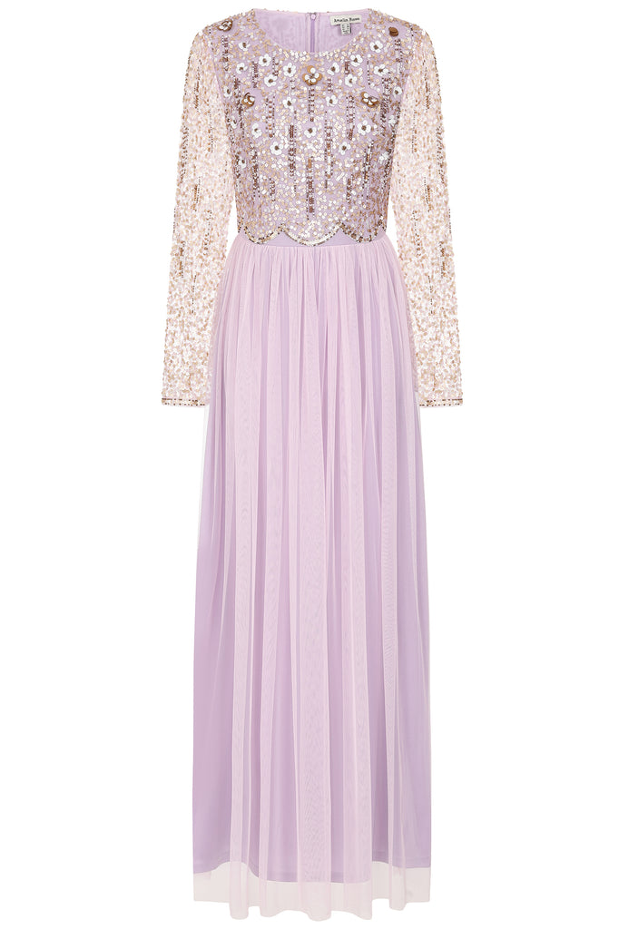 Clara Sequin Bodice Maxi Dress - Lilac