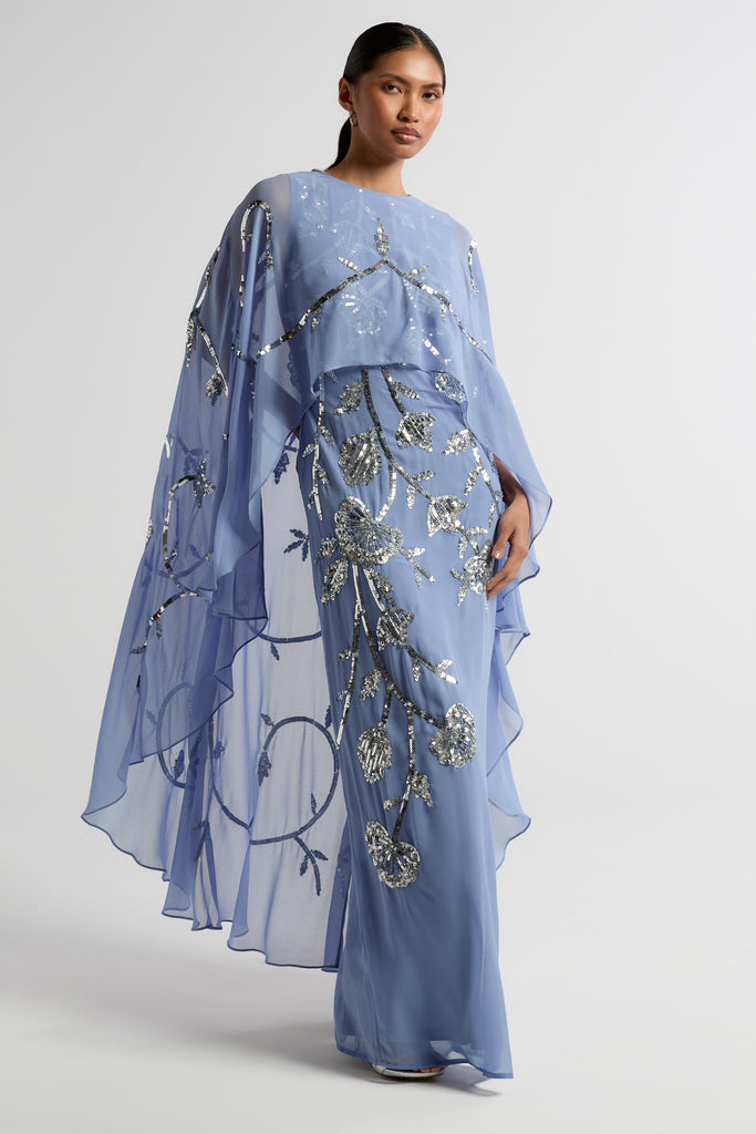 frock and frill blue dress Clarissa Sequin Maxi With Cape Detail – Crazy Media on X: designer-francesca miranda size-womens-clothing_:34 Womens Millà Strapless Frill