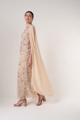 Clementine Floral Embellished Cape Sleeve Maxi Dress