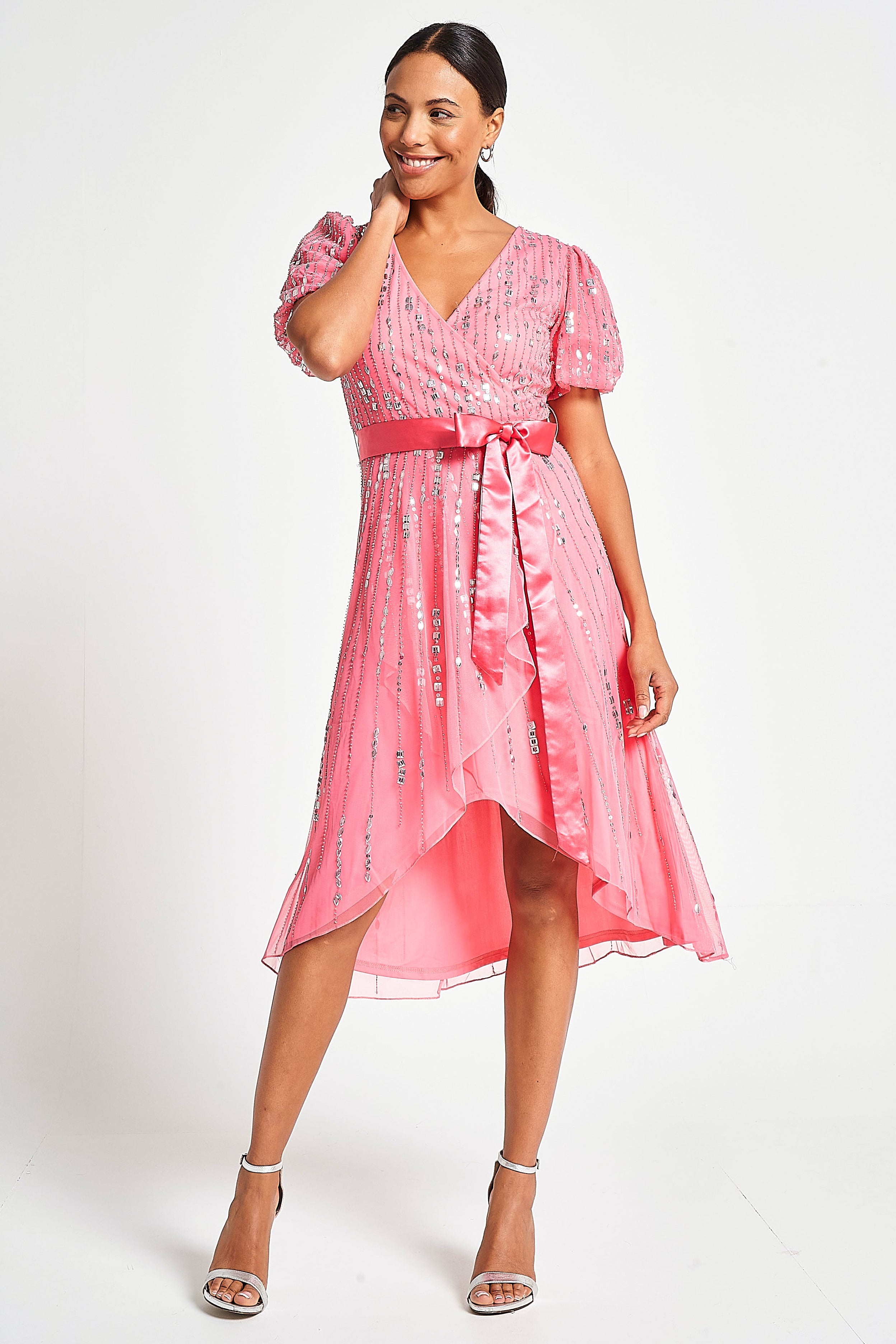 Cleo Strawberry Embellished Wrap Front Dress Frock and Frill Cleo Strawberry Embellished Wrap Front Dress Frock and Frill