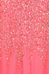 Cora Sequin Maxi Dress with Detachable Cape - Strawberry Pink