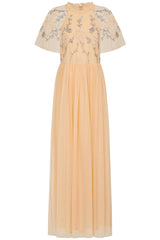 Cynthia Peach Embellished Maxi Dress