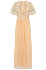 Cynthia Peach Embellished Maxi Dress