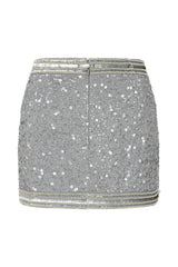 Peggy Silver Sequin Mini Skirt