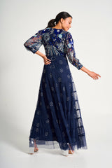 Dahlia Navy Floral Embellished Maxi Dress