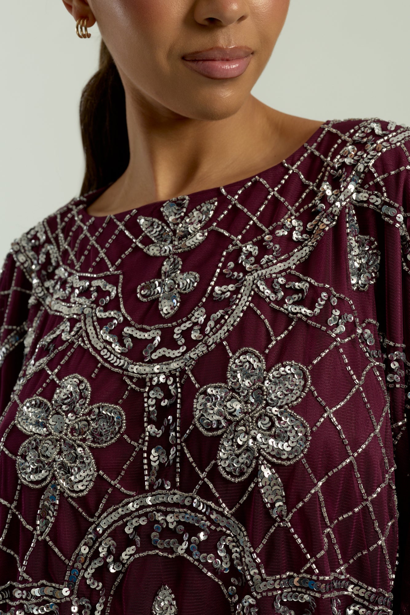 Danica Purple Embellished Midi Dress