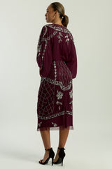 Danica Purple Embellished Midi Dress