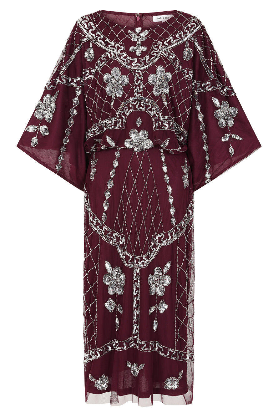 Danica Purple Embellished Midi Dress