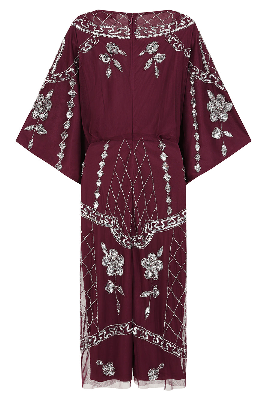 Danica Purple Embellished Midi Dress