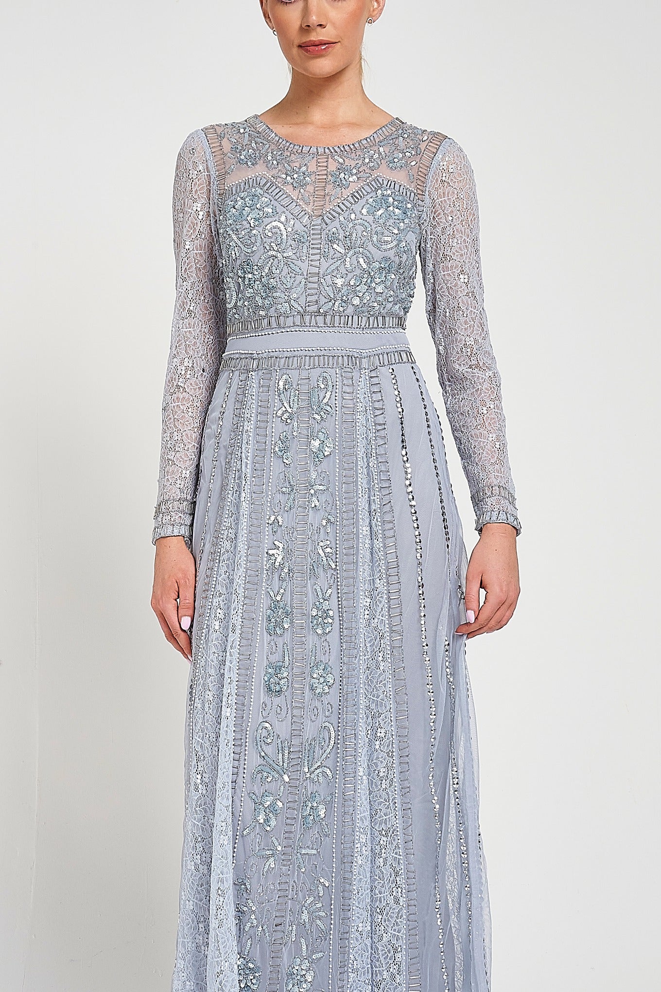 Daphne Grey Embellished Maxi Dress