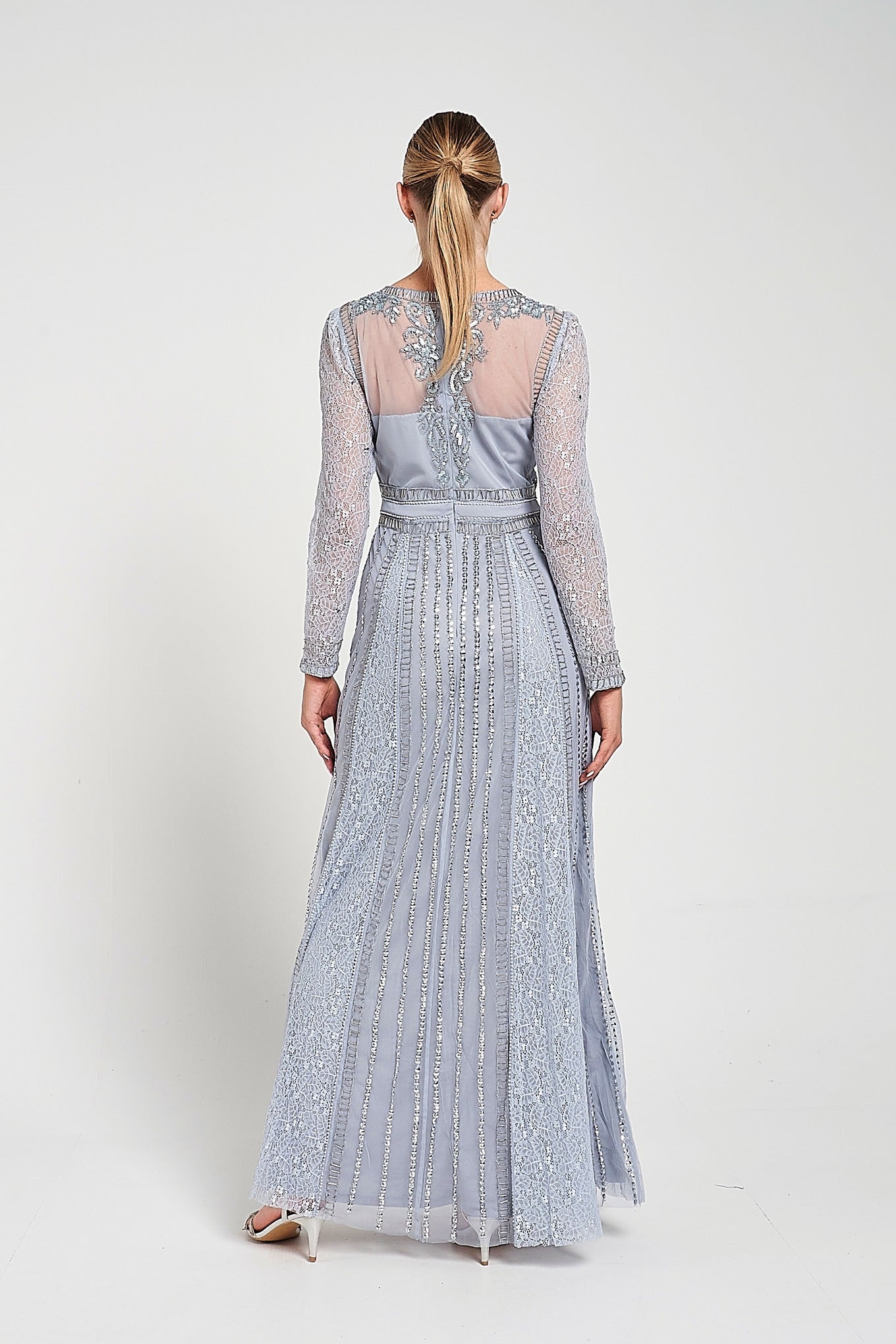 Daphne Grey Embellished Maxi Dress