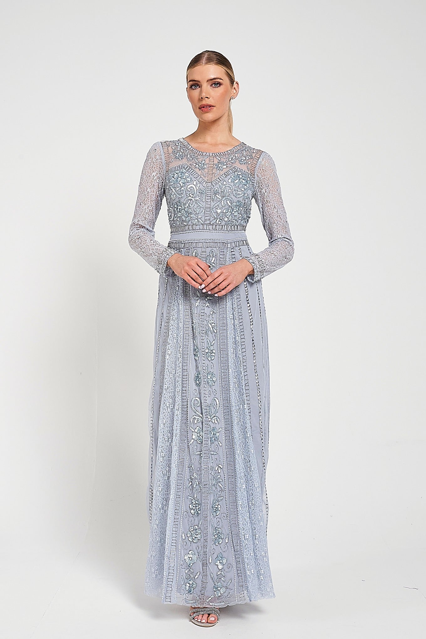 Daphne Grey Embellished Maxi Dress