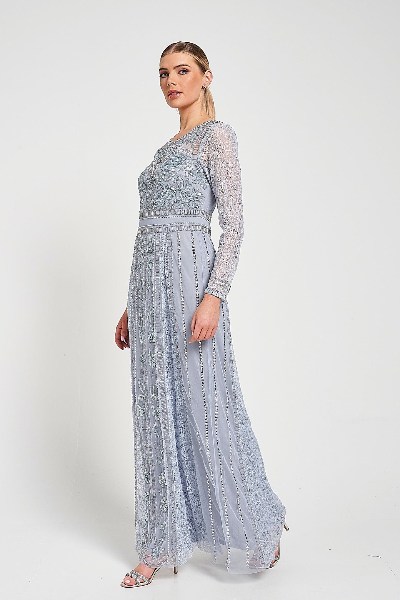 Daphne Grey Embellished Maxi Dress