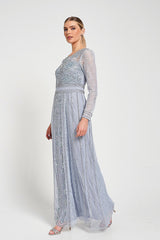 Daphne Grey Embellished Maxi Dress