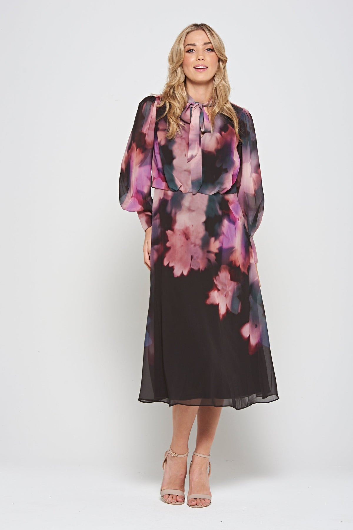 Darcy Black Floral Print Midi Dress