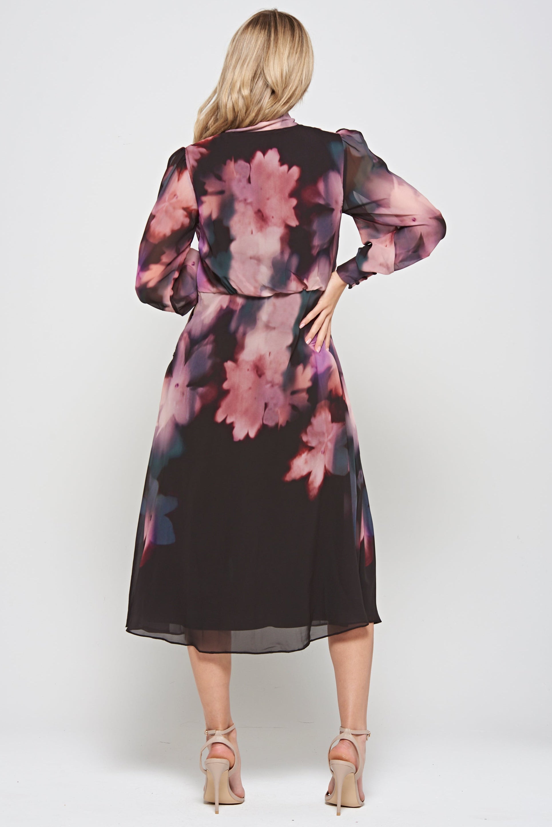 Darcy Black Floral Print Midi Dress – Frock and Frill