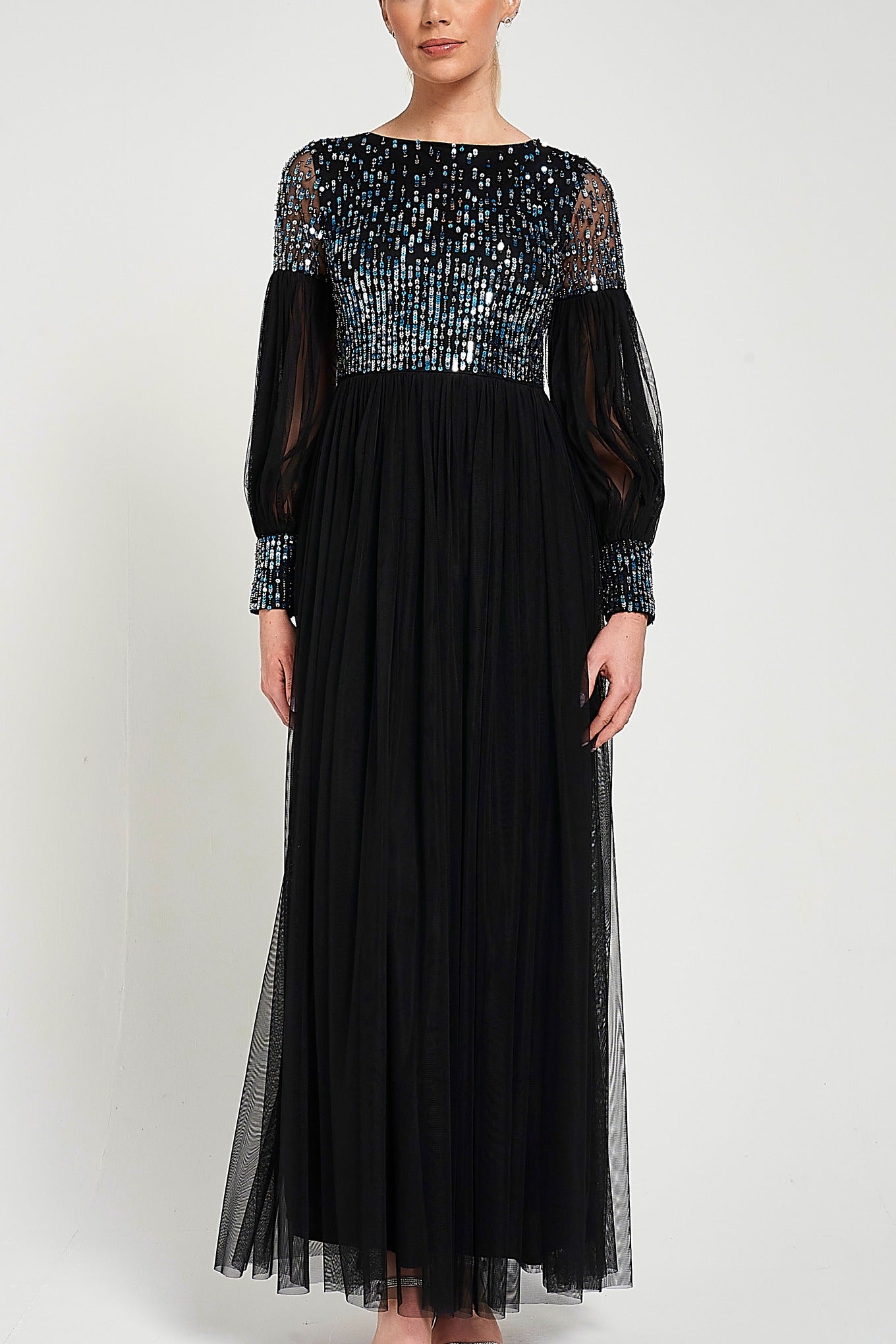 Dariane Black Sequin Maxi Dress 