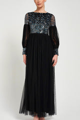 Dariane Black Sequin Maxi Dress 