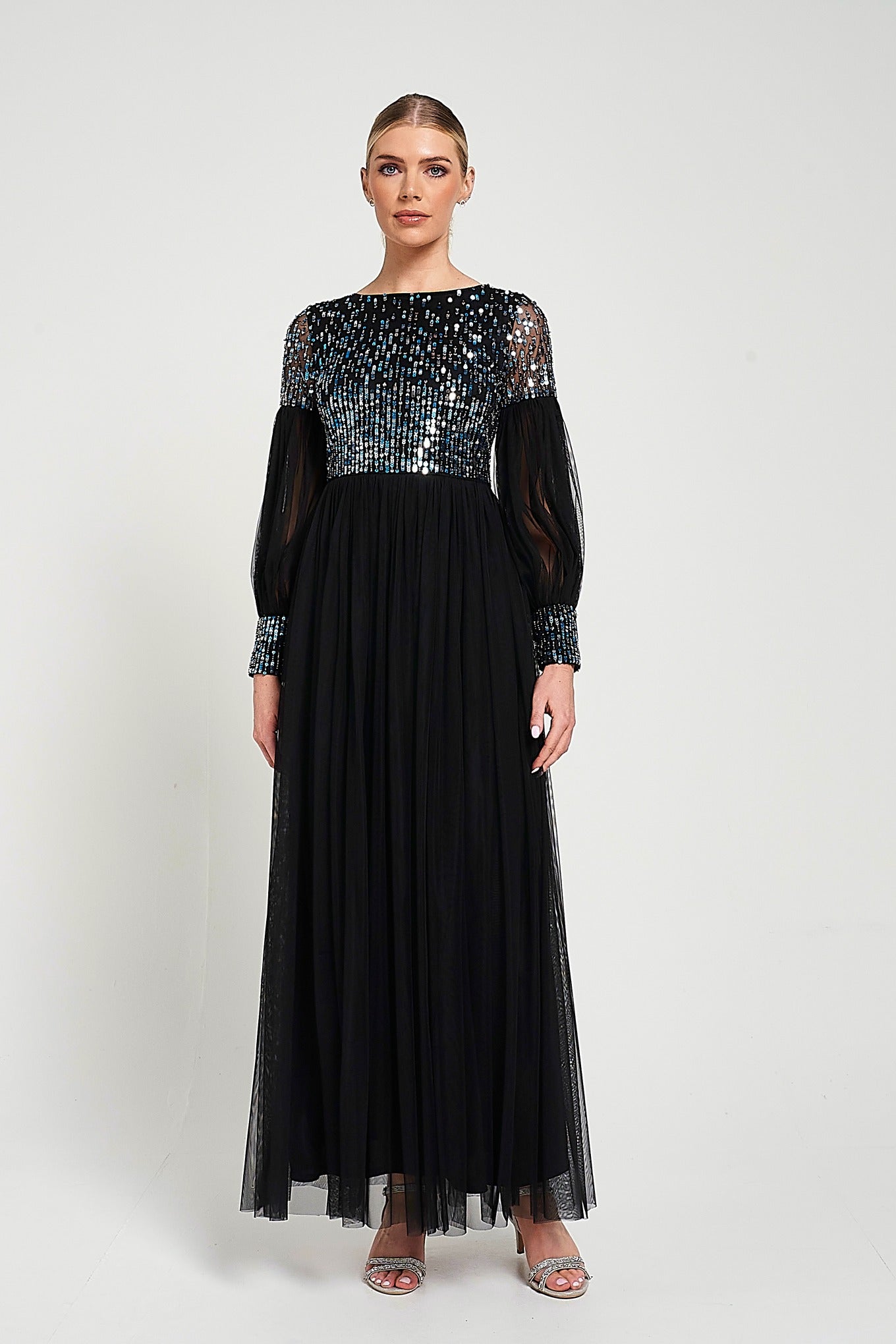 Dariane Black Sequin Maxi Dress 