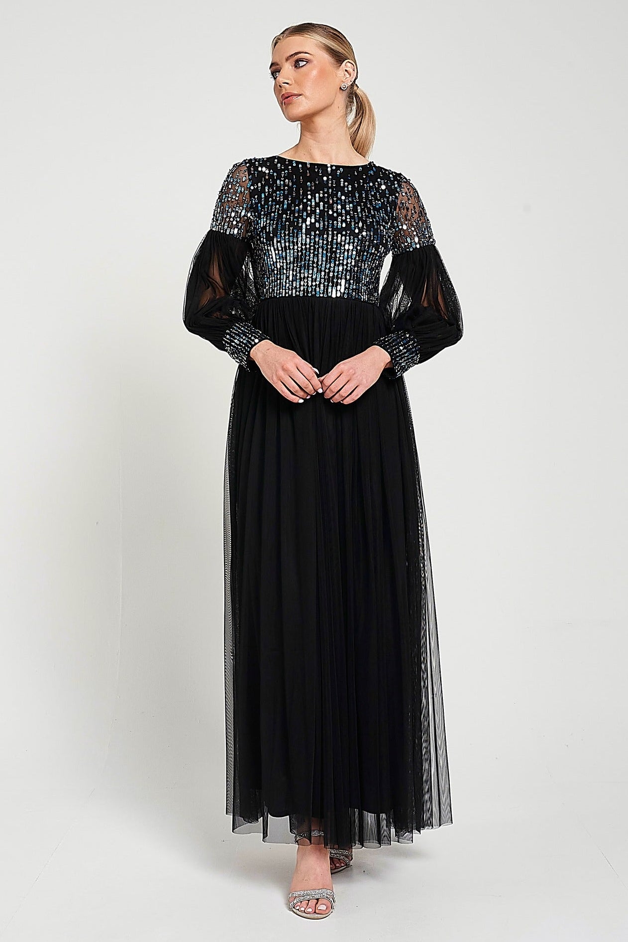Dariane Black Sequin Maxi Dress – Frock and Frill